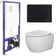 Унитаз с инсталляцией Ceramicanova Play CN3001 + Berges Novum D5 040235 с сиденьем Микролифт и Черной матовой клавишей смыва