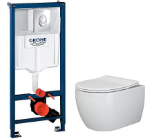 Комплект унитаза Ceramicanova Play CN3001 с инсталляцией Grohe Rapid SL 38721001 с сиденьем Микролифт и клавишей смыва Хром