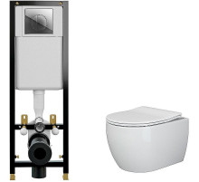 Комплект унитаза Ceramicanova Play CN3001 с инсталляцией Cersanit Black 35 S-IN-BLACK-Cg-w с сиденьем Микролифт и клавишей смыва Хром