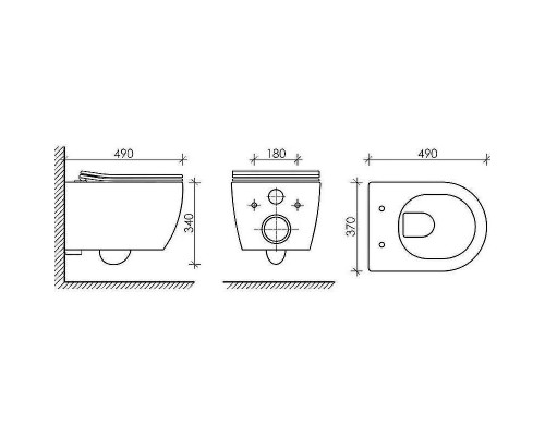 Комплект унитаза Ceramicanova Play CN3001 с инсталляцией Cersanit Black 35 S-IN-BLACK-Cg-w с сиденьем Микролифт и клавишей смыва Хром