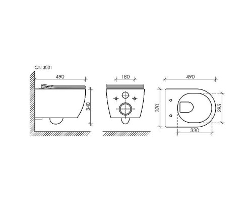 Комплект унитаза с инсталляцией Ceramicanova Play CN3001_1002M_1000 с сиденьем Микролифт и клавишей смыва Хром матовый