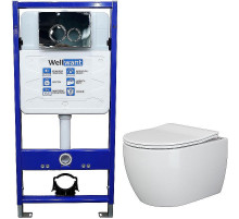 Комплект унитаза Ceramicanova Play CN3001 с инсталляцией WellWant Standart 50 WWISI1110B с сиденьем Микролифт и клавишей смыва Хром глянцевый