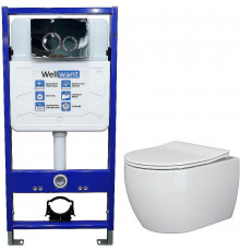 Комплект унитаза Ceramicanova Play CN3001 с инсталляцией WellWant Standart 50 WWISI1110B с сиденьем Микролифт и клавишей смыва Хром глянцевый