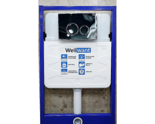 Комплект унитаза Ceramicanova Play CN3001 с инсталляцией WellWant Standart 50 WWISI1110B с сиденьем Микролифт и клавишей смыва Хром глянцевый