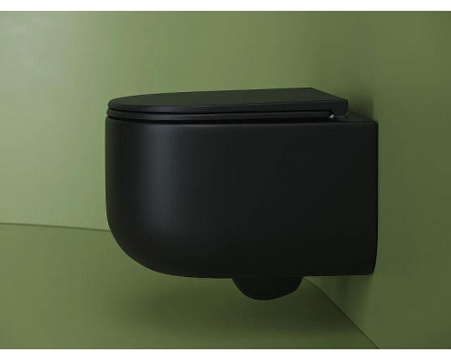 Унитаз Ceramicanova Ulma Rimless CN4006MB подвесной Черный матовый с сиденьем Микролифт