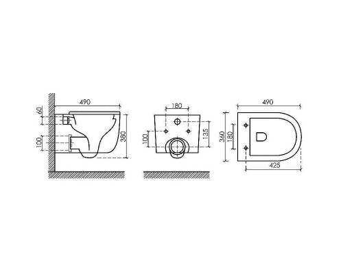 Унитаз Ceramicanova Ulma Rimless CN4006MB подвесной Черный матовый с сиденьем Микролифт