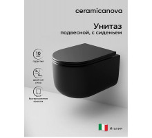 Унитаз Ceramicanova Ulma Rimless CN4006MB подвесной Черный матовый с сиденьем Микролифт