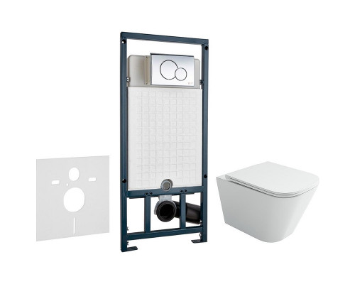 Унитаз с инсталляцией Ceramicanova Union CN4009T + WeltWasser WW Marberg 507 10000005949+10000005952 с сиденьем Микролифт с клавишей смыва Хром глянцевый