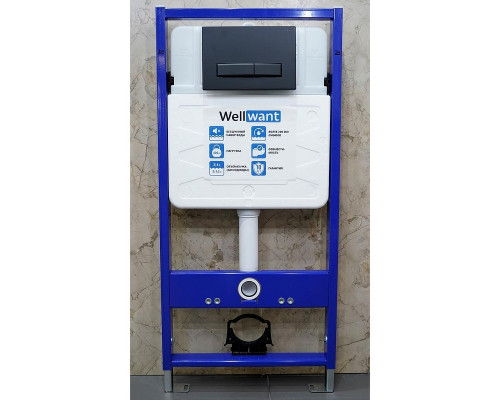 Унитаз с инсталляцией Ceramicanova Union CN4009T + WellWant Standart 50 WWISI111BB с сиденьем Микролифт и Черной матовой клавишей смыва