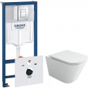 Унитаз с инсталляцией Ceramicanova Union CN4009T + Grohe Rapid SL 38775001 с сиденьем Микролифт и клавишей смыва Хром