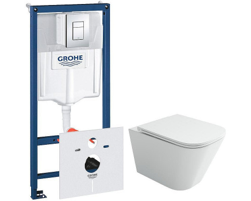 Унитаз с инсталляцией Ceramicanova Union CN4009T + Grohe Rapid SL 38775001 с сиденьем Микролифт и клавишей смыва Хром