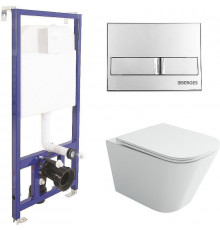 Унитаз с инсталляцией Ceramicanova Union CN4009T + Berges Novum L3 040213 с сиденьем Микролифт и клавишей смыва Хром