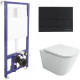 Унитаз с инсталляцией Ceramicanova Union CN4009T + Berges Novum L5 040215 с сиденьем Микролифт и Черной матовой клавишей смыва