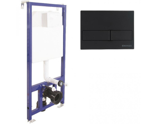 Унитаз с инсталляцией Ceramicanova Union CN4009T + Berges Novum L5 040215 с сиденьем Микролифт и Черной матовой клавишей смыва