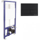 Унитаз с инсталляцией Ceramicanova Union CN4009T + Berges Novum L5 040215 с сиденьем Микролифт и Черной матовой клавишей смыва