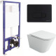 Унитаз с инсталляцией Ceramicanova Union CN4009T + Berges Novum D5 040235 с сиденьем Микролифт и Черной матовой клавишей смыва