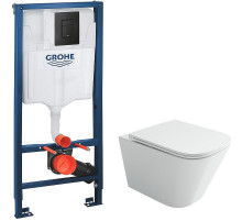 Унитаз с инсталляцией Ceramicanova Union CN4009T + Grohe Rapid SL 38811KF0 с сиденьем Микролифт и Черной матовой клавишей смыва