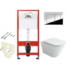 Унитаз с инсталляцией Ceramicanova Union CN4009T + Tece Profil 9400412 с сиденьем Микролифт и клавишей смыва Хром глянцевый