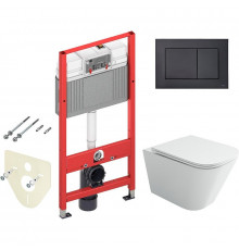 Унитаз с инсталляцией Ceramicanova Union CN4009T + Tece Now 9400414 с сиденьем Микролифт и Черной матовой клавишей смыва