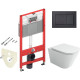 Унитаз с инсталляцией Ceramicanova Union CN4009T + Tece Now 9400414 с сиденьем Микролифт и Черной матовой клавишей смыва