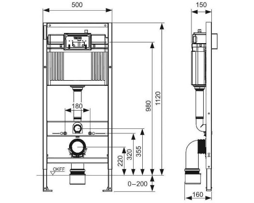 Унитаз с инсталляцией Ceramicanova Union CN4009T + Tece Now 9400414 с сиденьем Микролифт и Черной матовой клавишей смыва