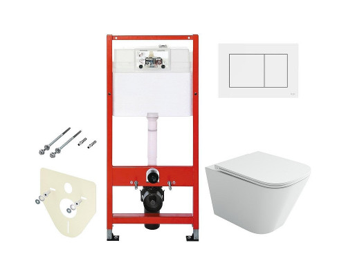 Унитаз с инсталляцией Ceramicanova Union CN4009T + Tece Base 9400413 с сиденьем Микролифт и Белой клавишей смыва