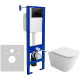 Унитаз с инсталляцией Ceramicanova Union CN4009T + Berges Atom 410 040332 с сиденьем Микролифт и Черной матовой клавишей смыва