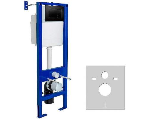 Унитаз с инсталляцией Ceramicanova Union CN4009T + Berges Atom 410 040332 с сиденьем Микролифт и Черной матовой клавишей смыва