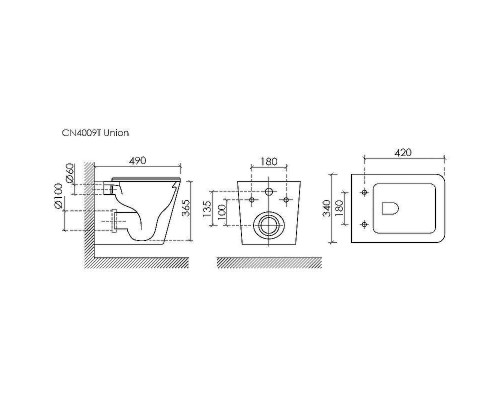 Унитаз Ceramicanova Union CN4009T подвесной Белый с сиденьем Микролифт