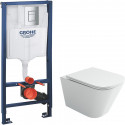 Комплект унитаза Ceramicanova Union CN4009T с инсталляцией Grohe Rapid SL 38772001 с сиденьем Микролифт и клавишей смыва Хром Комплект унитаза Ceramicanova Union CN4009T с инсталляцией Grohe Rapid SL 38772001 с сиденьем Микролифт и клавишей смыва Хром