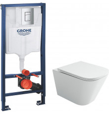 Комплект унитаза Ceramicanova Union CN4009T с инсталляцией Grohe Rapid SL 38772001 с сиденьем Микролифт и клавишей смыва Хром