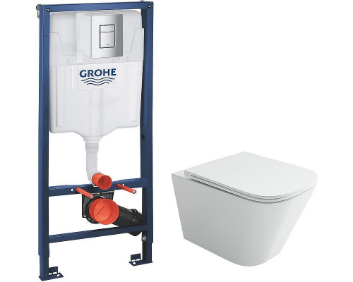 Комплект унитаза Ceramicanova Union CN4009T с инсталляцией Grohe Rapid SL 38772001 с сиденьем Микролифт и клавишей смыва Хром