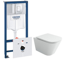 Комплект унитаза Ceramicanova Union CN4009T с инсталляцией Grohe Rapid SL 38775001 с сиденьем Микролифт и клавишей смыва Хром