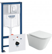 Комплект унитаза Ceramicanova Union CN4009T с инсталляцией Grohe Rapid SL 38775001 с сиденьем Микролифт и клавишей смыва Хром