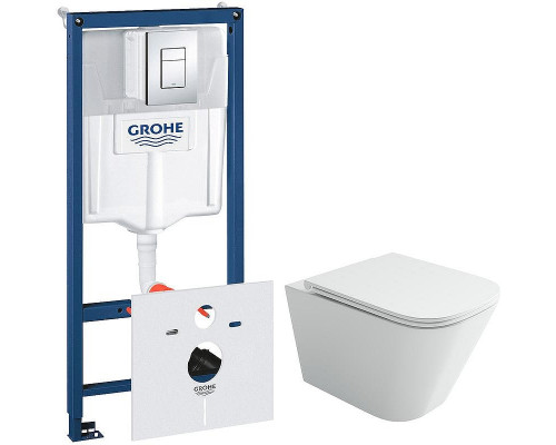 Комплект унитаза Ceramicanova Union CN4009T с инсталляцией Grohe Rapid SL 38775001 с сиденьем Микролифт и клавишей смыва Хром