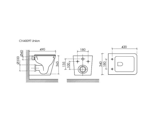 Комплект унитаза Ceramicanova Union CN4009T с инсталляцией Grohe Rapid SL 38775001 с сиденьем Микролифт и клавишей смыва Хром