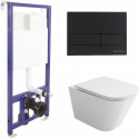 Комплект унитаза Ceramicanova Union CN4009T с инсталляцией Berges Novum L5 040215 с сиденьем Микролифт и Черной матовой клавишей смыва Комплект унитаза Ceramicanova Union CN4009T с инсталляцией Berges Novum L5 040215 с сиденьем Микролифт и Черной матовой клавишей смыва