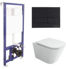 Комплект унитаза Ceramicanova Union CN4009T с инсталляцией Berges Novum L5 040215 с сиденьем Микролифт и Черной матовой клавишей смыва