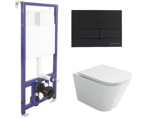 Комплект унитаза Ceramicanova Union CN4009T с инсталляцией Berges Novum L5 040215 с сиденьем Микролифт и Черной матовой клавишей смыва