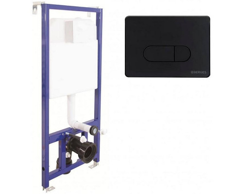 Комплект унитаза Ceramicanova Union CN4009T с инсталляцией Berges Novum D5 040235 с сиденьем Микролифт и Черной матовой клавишей смыва