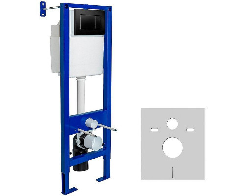 Комплект унитаза Ceramicanova Union CN4009T с инсталляцией Berges Atom 410 040332 с сиденьем Микролифт и Черной матовой клавишей смыва