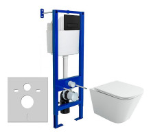 Комплект унитаза Ceramicanova Union CN4009T с инсталляцией Berges Atom 410 040340 с сиденьем Микролифт и Черной матовой клавишей смыва
