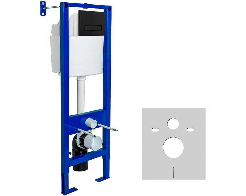 Комплект унитаза Ceramicanova Union CN4009T с инсталляцией Berges Atom 410 040340 с сиденьем Микролифт и Черной матовой клавишей смыва