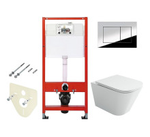 Комплект унитаза Ceramicanova Union CN4009T с инсталляцией Tece Profil 9400412 с сиденьем Микролифт и клавишей смыва Хром глянцевый