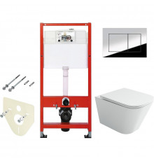 Комплект унитаза Ceramicanova Union CN4009T с инсталляцией Tece Profil 9400412 с сиденьем Микролифт и клавишей смыва Хром глянцевый