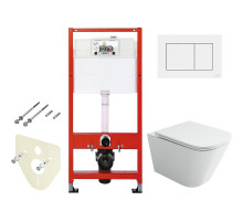 Комплект унитаза Ceramicanova Union CN4009T с инсталляцией Tece Base 9400413 с сиденьем Микролифт и Белой клавишей смыва