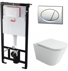 Комплект унитаза Ceramicanova Union CN4009T с инсталляцией Alcaplast Sadromodul AM101/1120-3:1 RU M71-0001 с сиденьем Микролифт и клавишей смыва Хром