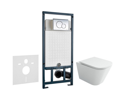 Комплект унитаза Ceramicanova Union CN4009T с сиденьем Микролифт и инсталляцией WeltWasser WW Marberg 507 10000005949+10000005952 с клавишей смыва Хром глянцевый