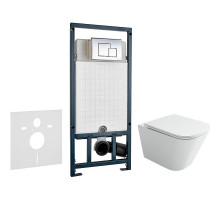 Комплект унитаза Ceramicanova Union CN4009T с сиденьем Микролифт и инсталляцией WeltWasser WW Marberg 507 10000005949+10000005953 с клавишей смыва Хром глянцевый