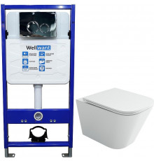 Комплект унитаза Ceramicanova Union CN4009T с инсталляцией WellWant Standart 50 WWISI1110B с сиденьем Микролифт и клавишей смыва Хром глянцевый